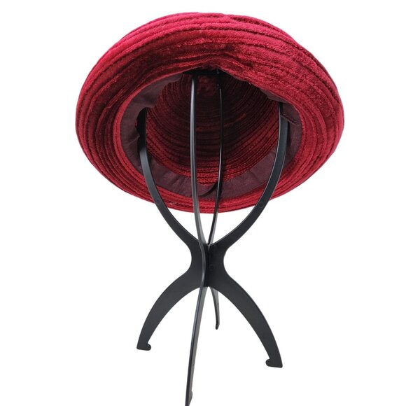 Womens Wine Color 100% Polyester Roll-up Brim Special Occasion/Costume Cloche Ha - Picture 4 of 5